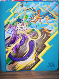 Front view of custom hand-painted Mewtwo Vstar Pokemon card binder — freehand acrylic artwork featuring Mewtwo, one-of-a-kind binder sealed with UV and scratch-resistant coating by 5/14 Apparel