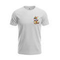 Front view of 5/14 Apparel Dratini Poncho white tee — dratini wearing Dragonite poncho costume small chest graphic, premium Pokemon graphic tee