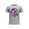 Front view of 5/14 Apparel Espeon gray tee — Espeon with celestial moon and stars graphic on left chest, premium Pokemon graphic tee