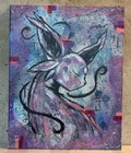 5/14 Apparel hand-painted Espeon canvas art — Espeon in purple and blue acrylic paint with psychic energy detail, original one-of-one Pokemon canvas painting