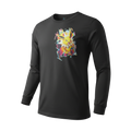 Front view of 5/14 Apparel Jolteon limited edition black long sleeve — Jolteon graphic with geometric accents on chest, premium Pokemon apparel