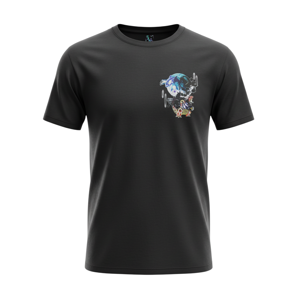 Front view of 5/14 Apparel Primal Groudon and Kyogre black tee — Primal Kyogre and Primal Groudon small chest graphic, premium Pokemon graphic tee