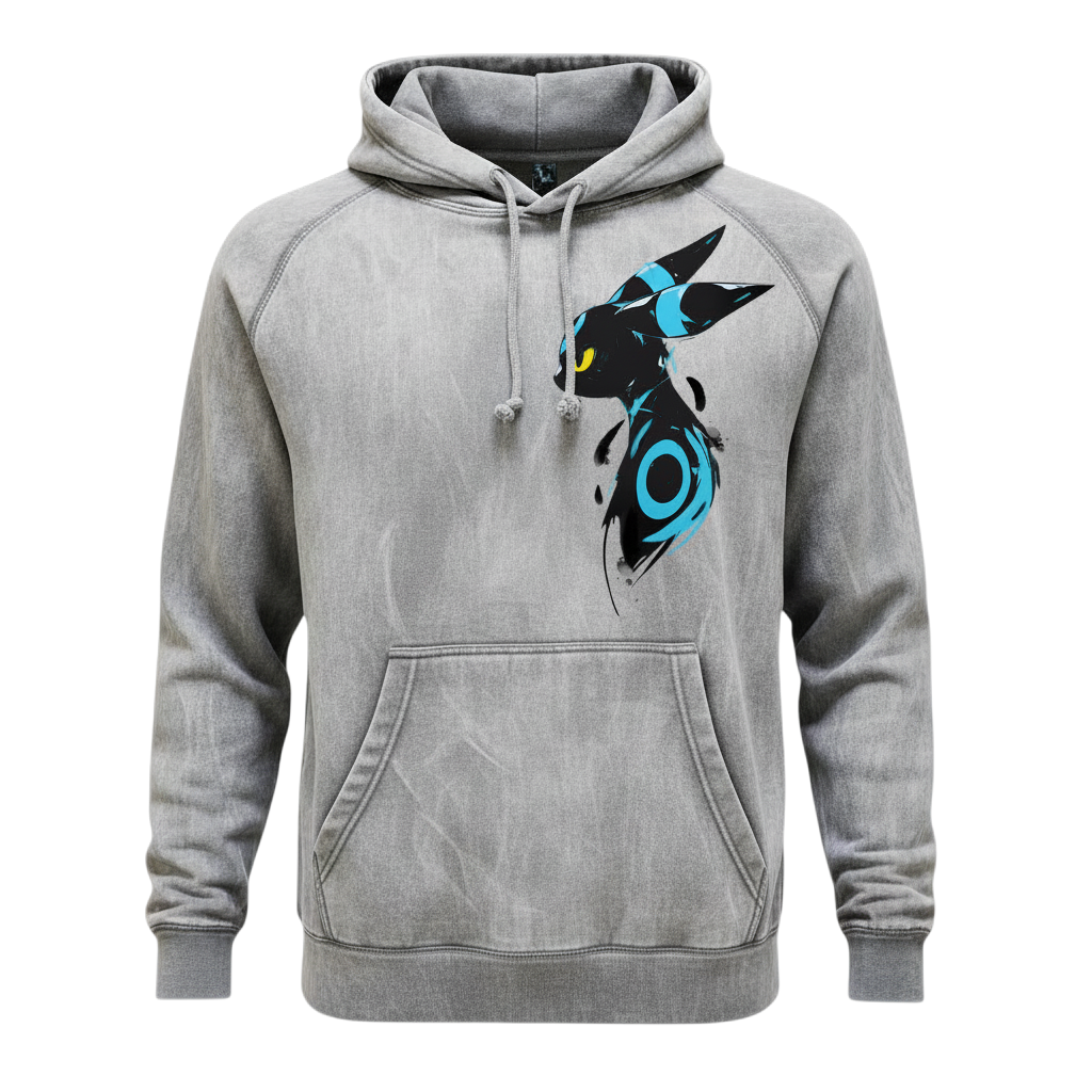 5/14 Apparel Shiny Umbreon vintage black wash hoodie — Shiny Umbreon limited drop design, mineral washed unisex hoodie