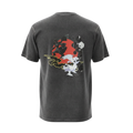 Back view of 5/14 Apparel Reshiram and Zekrom vintage black wash tee — Reshiram in white with gold flame clouds and Zekrom silhouette on red sun with black hexagon accents back graphic, premium Pokemon graphic tee