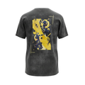 Back view of 5/14 Apparel Umbreon vintage black wash tee — multiple Umbreon in bold yellow abstract geometric back graphic, premium Pokemon graphic tee