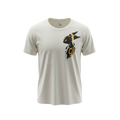 Front view of 5/14 Apparel Umbreon sandshell tee — Umbreon ink brush silhouette with gold ring detail on chest, premium Pokemon graphic tee